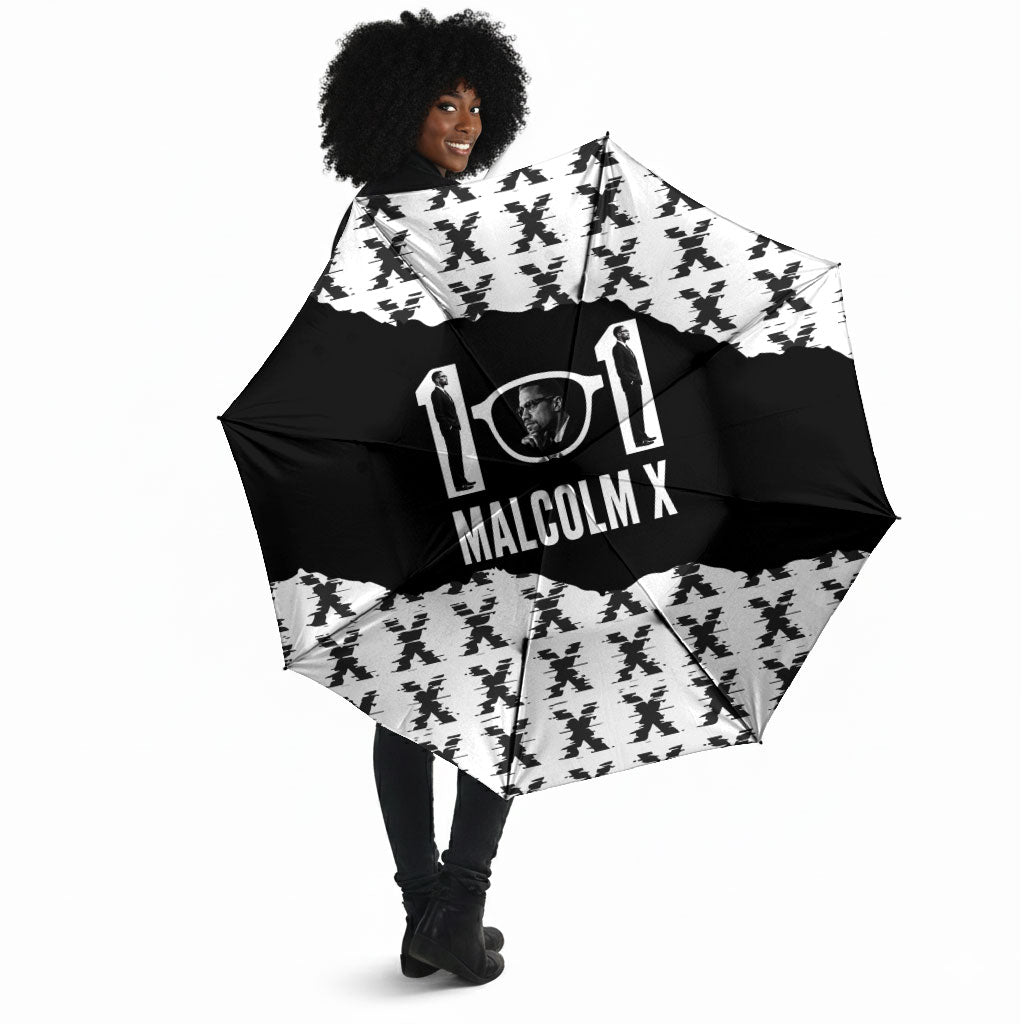 Malcolm X 101 Years Of Resistance Umbrella Civil Rights Leader Portrait - Monochrome X Pattern