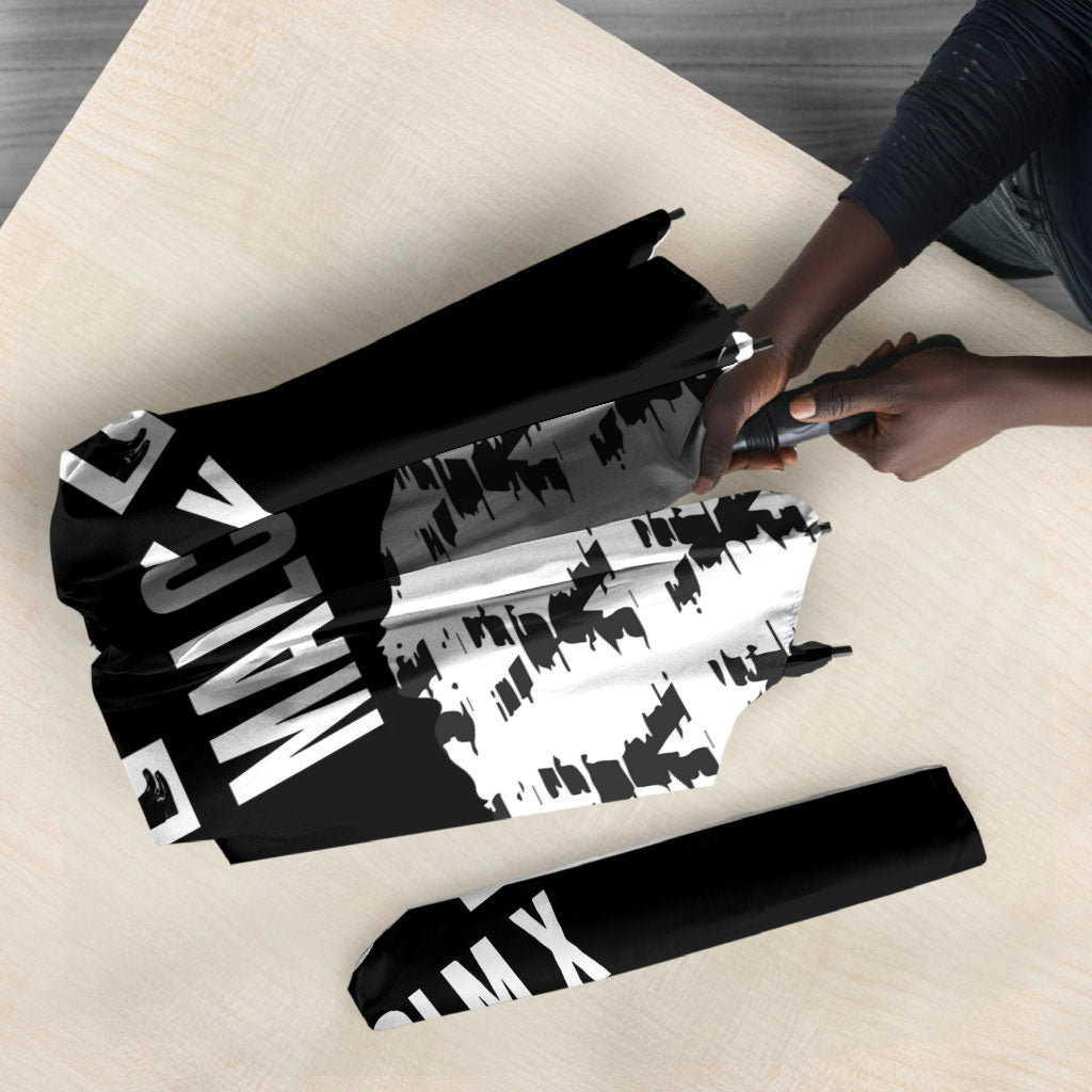 Malcolm X 101 Years Of Resistance Umbrella Civil Rights Leader Portrait - Monochrome X Pattern