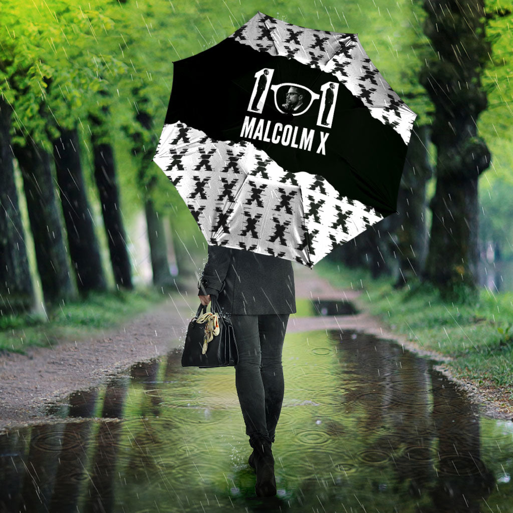 Malcolm X 101 Years Of Resistance Umbrella Civil Rights Leader Portrait - Monochrome X Pattern