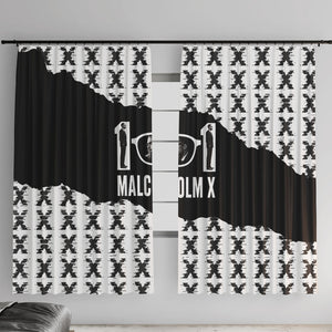Malcolm X 101 Years Of Resistance Window Curtain Civil Rights Leader Portrait - Monochrome X Pattern