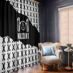Malcolm X 101 Years Of Resistance Window Curtain Civil Rights Leader Portrait - Monochrome X Pattern