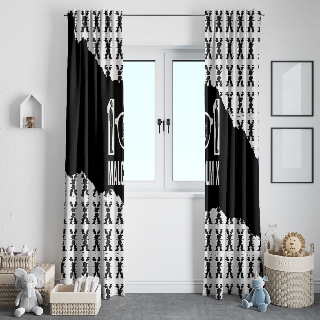 Malcolm X 101 Years Of Resistance Window Curtain Civil Rights Leader Portrait - Monochrome X Pattern