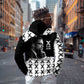Malcolm X 101 Years Of Resistance Zip Hoodie Civil Rights Leader Portrait - Monochrome X Pattern