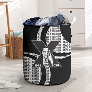 Malcolm X Legacy 1925-2026 Laundry Basket African American Heritage - Iconic Portrait Silhouette