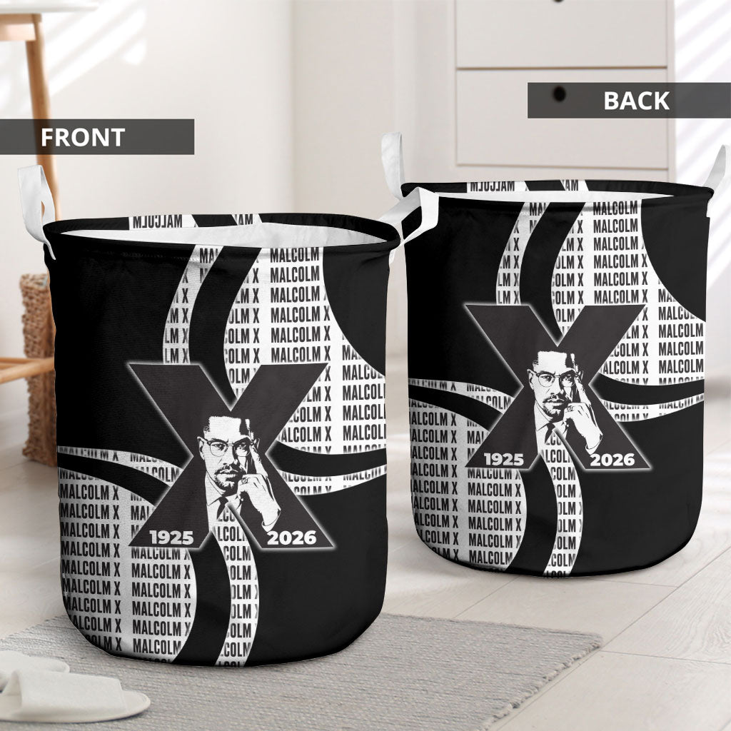 Malcolm X Legacy 1925-2026 Laundry Basket African American Heritage - Iconic Portrait Silhouette