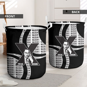 Malcolm X Legacy 1925-2026 Laundry Basket African American Heritage - Iconic Portrait Silhouette
