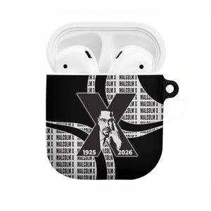 Malcolm X Legacy 1925-2026 AirPods Case African American Heritage - Iconic Portrait Silhouette