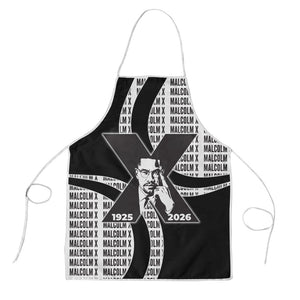 Malcolm X Legacy 1925-2026 Apron African American Heritage - Iconic Portrait Silhouette