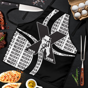 Malcolm X Legacy 1925-2026 Apron African American Heritage - Iconic Portrait Silhouette