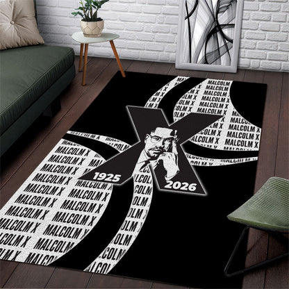 Malcolm X Legacy 1925-2026 Area Rug African American Heritage - Iconic Portrait Silhouette
