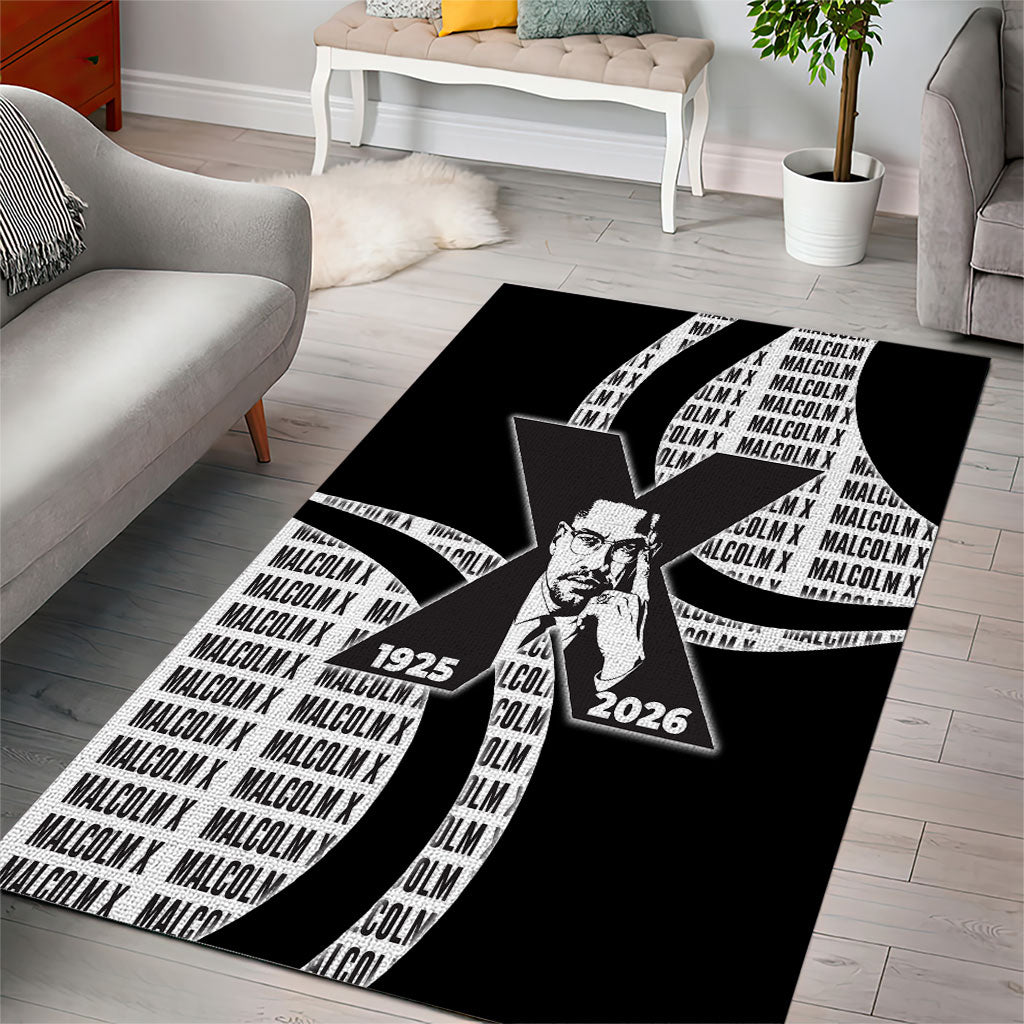 Malcolm X Legacy 1925-2026 Area Rug African American Heritage - Iconic Portrait Silhouette