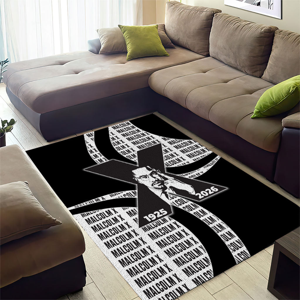 Malcolm X Legacy 1925-2026 Area Rug African American Heritage - Iconic Portrait Silhouette