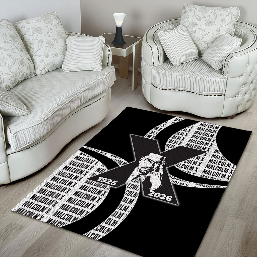 Malcolm X Legacy 1925-2026 Area Rug African American Heritage - Iconic Portrait Silhouette
