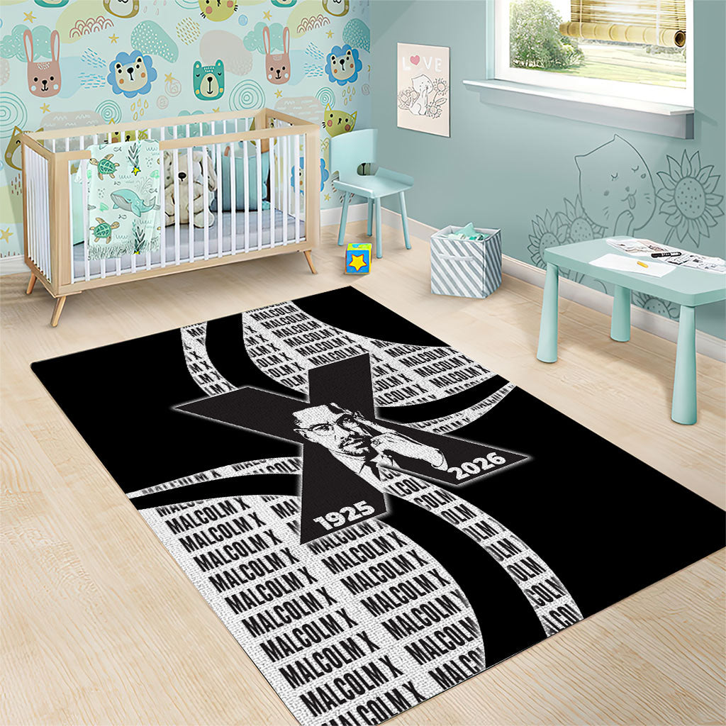 Malcolm X Legacy 1925-2026 Area Rug African American Heritage - Iconic Portrait Silhouette