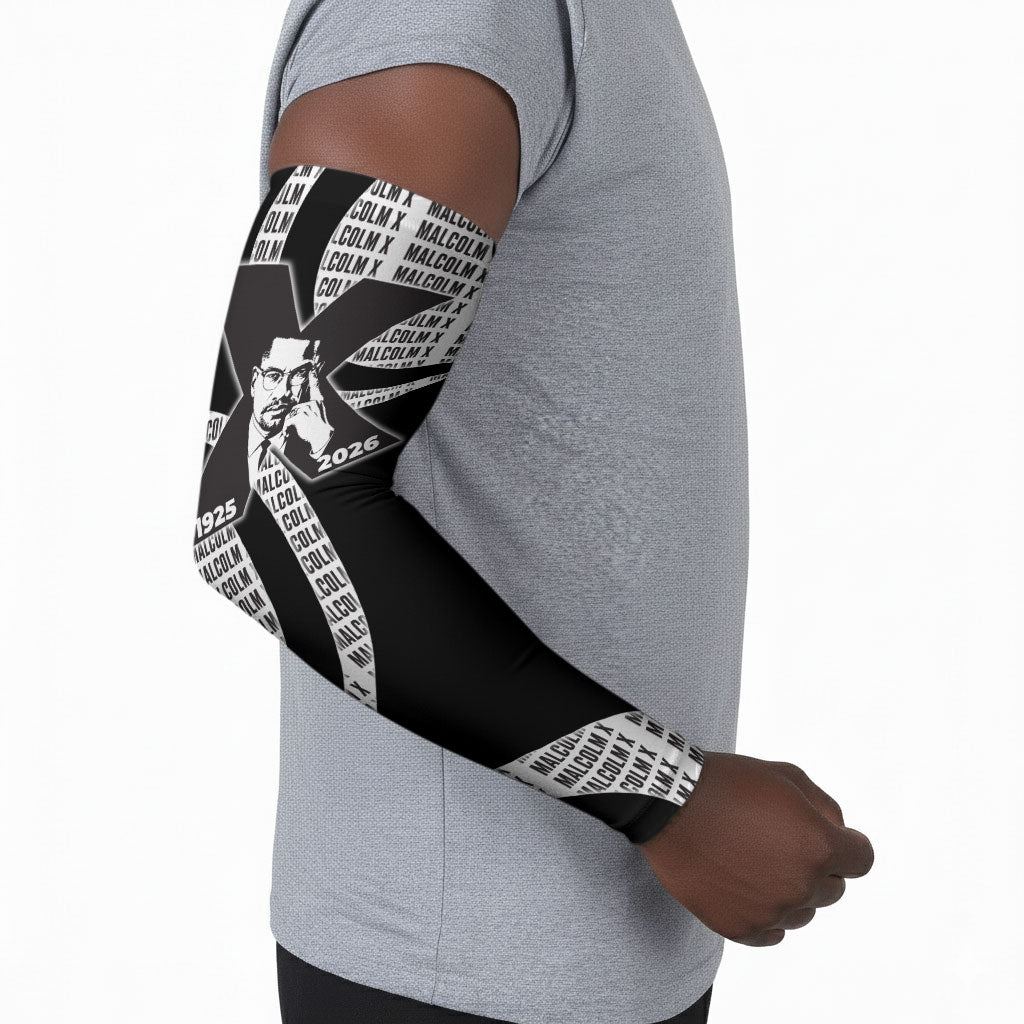 Malcolm X Legacy 1925-2026 Arm Sleeves African American Heritage - Iconic Portrait Silhouette
