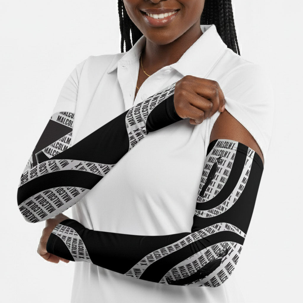 Malcolm X Legacy 1925-2026 Arm Sleeves African American Heritage - Iconic Portrait Silhouette