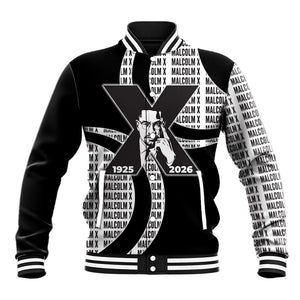 Malcolm X Legacy 1925-2026 Baseball Jacket African American Heritage - Iconic Portrait Silhouette