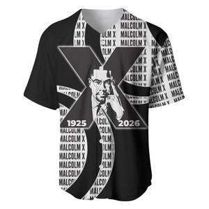 Malcolm X Legacy 1925-2026 Baseball Jersey African American Heritage - Iconic Portrait Silhouette