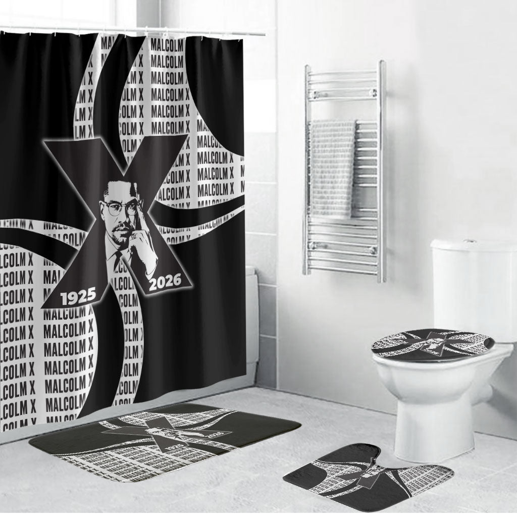 Malcolm X Legacy 1925-2026 Bathroom Set African American Heritage - Iconic Portrait Silhouette