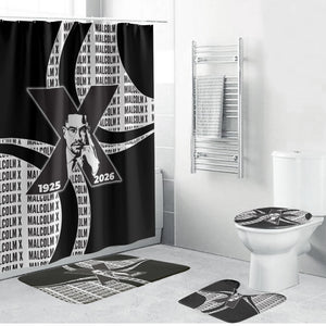 Malcolm X Legacy 1925-2026 Bathroom Set African American Heritage - Iconic Portrait Silhouette
