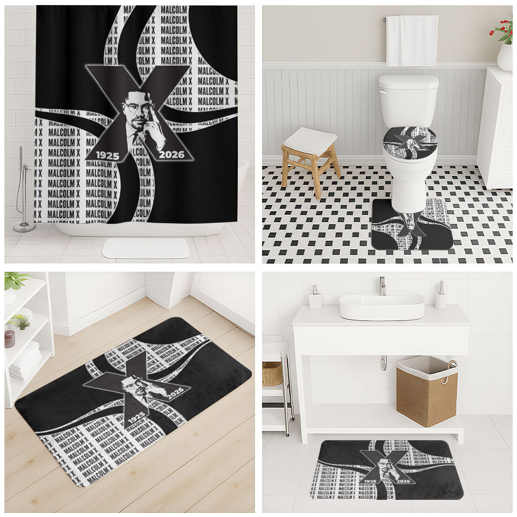 Malcolm X Legacy 1925-2026 Bathroom Set African American Heritage - Iconic Portrait Silhouette