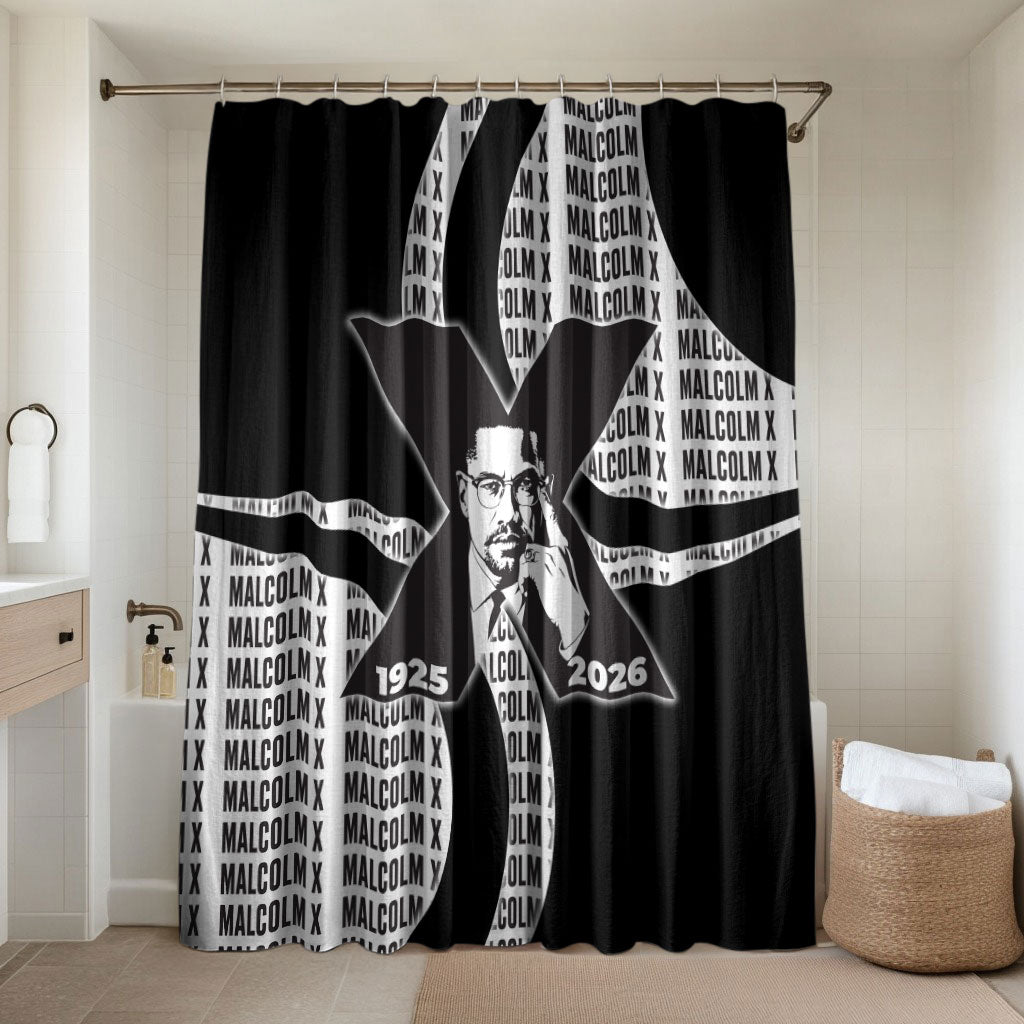 Malcolm X Legacy 1925-2026 Bathroom Set African American Heritage - Iconic Portrait Silhouette