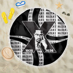 Malcolm X Legacy 1925-2026 Beach Blanket African American Heritage - Iconic Portrait Silhouette