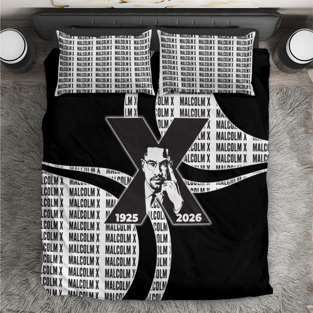 Malcolm X Legacy 1925-2026 Bedding Set African American Heritage - Iconic Portrait Silhouette