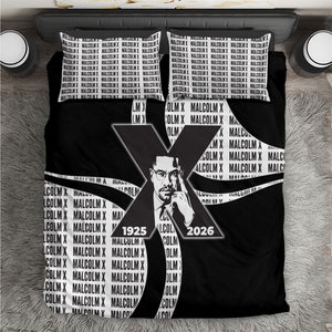 Malcolm X Legacy 1925-2026 Bedding Set African American Heritage - Iconic Portrait Silhouette