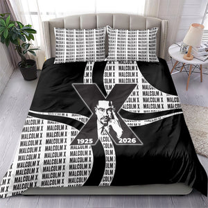 Malcolm X Legacy 1925-2026 Bedding Set African American Heritage - Iconic Portrait Silhouette