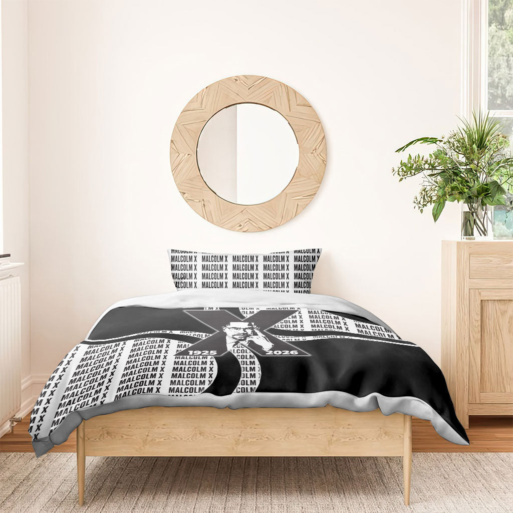Malcolm X Legacy 1925-2026 Bedding Set African American Heritage - Iconic Portrait Silhouette