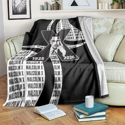Malcolm X Legacy 1925-2026 Blanket African American Heritage - Iconic Portrait Silhouette