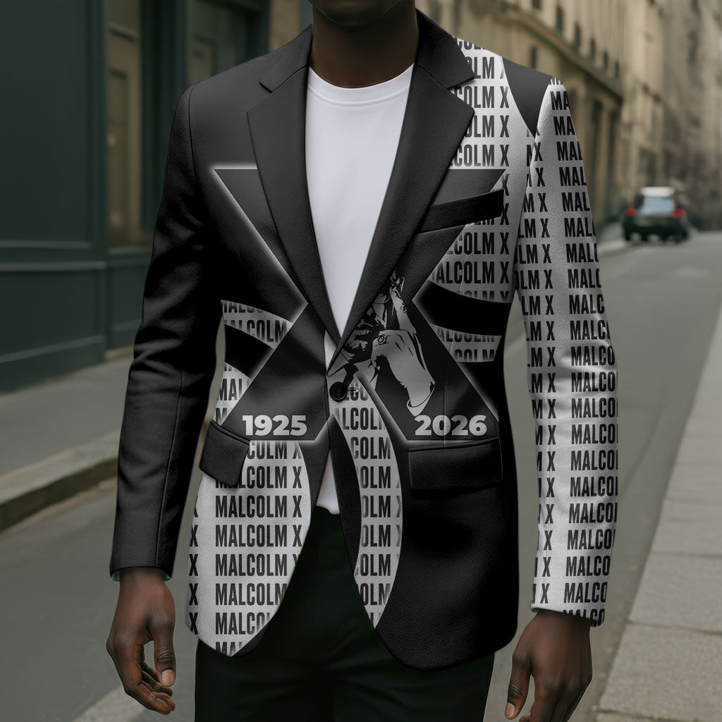 Malcolm X Legacy 1925-2026 Blazer African American Heritage - Iconic Portrait Silhouette