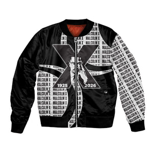 Malcolm X Legacy 1925-2026 Bomber Jacket African American Heritage - Iconic Portrait Silhouette