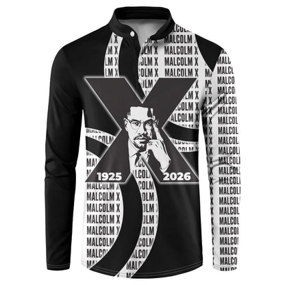 Malcolm X Legacy 1925-2026 Button Sweatshirt African American Heritage - Iconic Portrait Silhouette