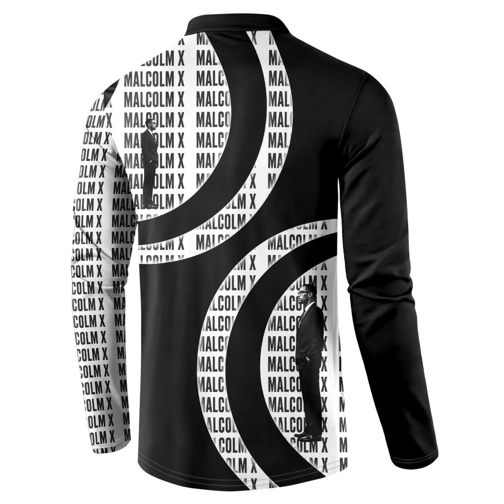 Malcolm X Legacy 1925-2026 Button Sweatshirt African American Heritage - Iconic Portrait Silhouette