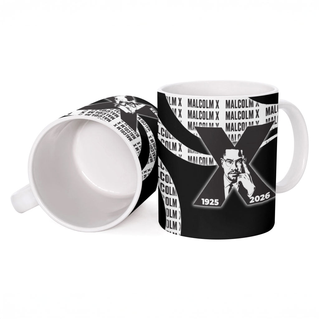 Malcolm X Legacy 1925-2026 Ceramic Mug African American Heritage - Iconic Portrait Silhouette