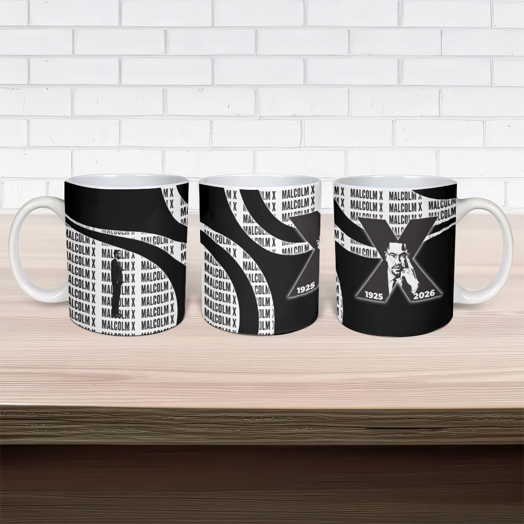 Malcolm X Legacy 1925-2026 Ceramic Mug African American Heritage - Iconic Portrait Silhouette