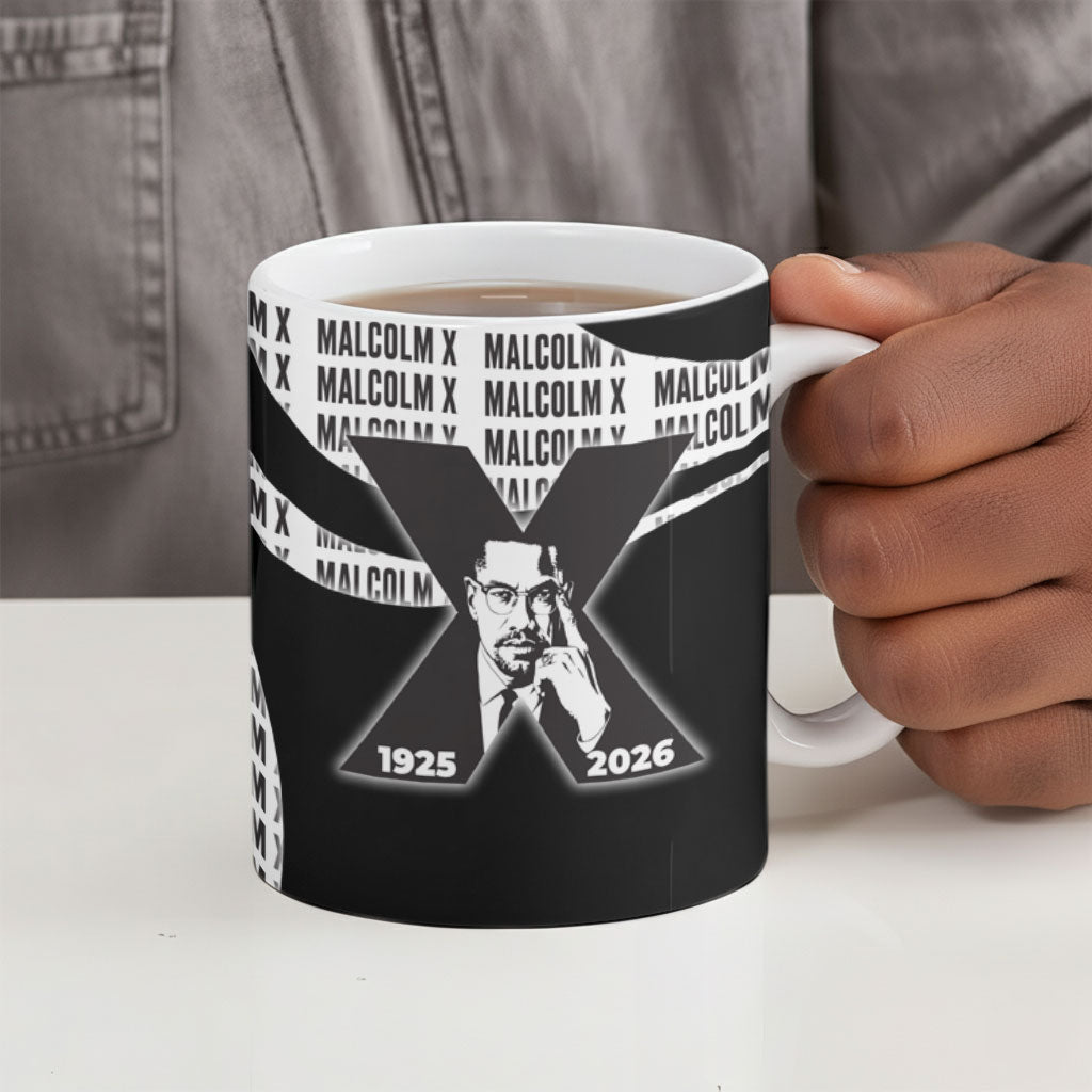 Malcolm X Legacy 1925-2026 Ceramic Mug African American Heritage - Iconic Portrait Silhouette