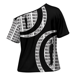 Malcolm X Legacy 1925-2026 Cross Shoulder Shirt African American Heritage - Iconic Portrait Silhouette