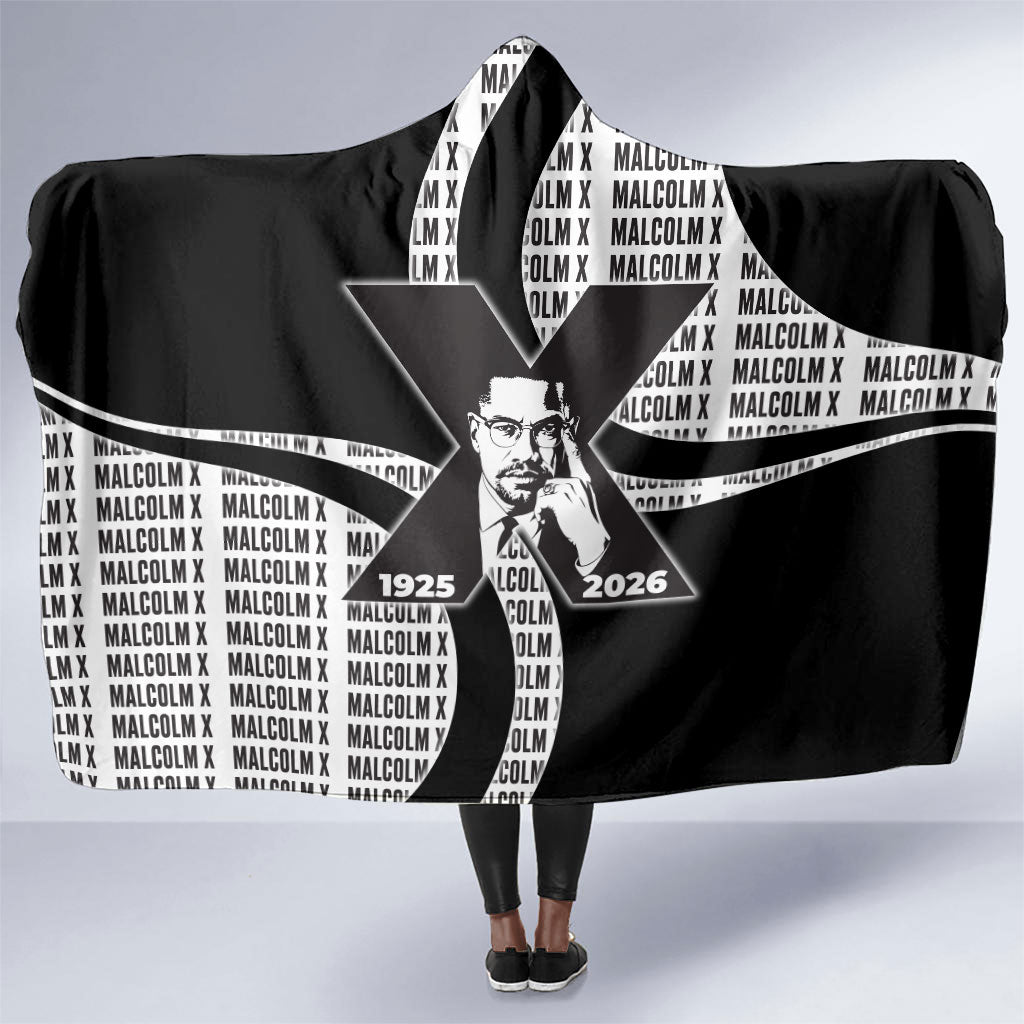 Malcolm X Legacy 1925-2026 Hooded Blanket African American Heritage - Iconic Portrait Silhouette