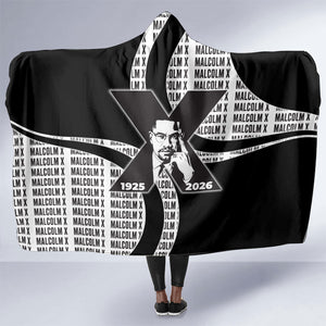 Malcolm X Legacy 1925-2026 Hooded Blanket African American Heritage - Iconic Portrait Silhouette