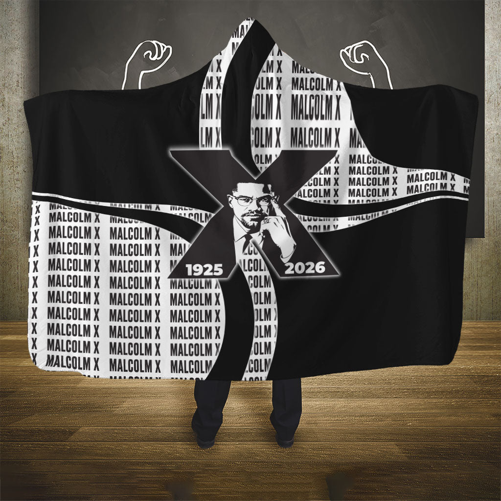 Malcolm X Legacy 1925-2026 Hooded Blanket African American Heritage - Iconic Portrait Silhouette