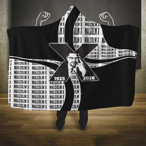Malcolm X Legacy 1925-2026 Hooded Blanket African American Heritage - Iconic Portrait Silhouette