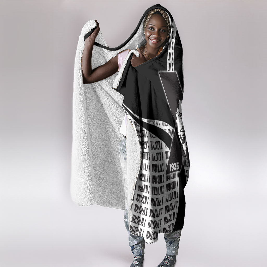 Malcolm X Legacy 1925-2026 Hooded Blanket African American Heritage - Iconic Portrait Silhouette