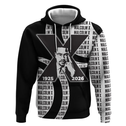 Malcolm X Legacy 1925-2026 Hoodie African American Heritage - Iconic Portrait Silhouette
