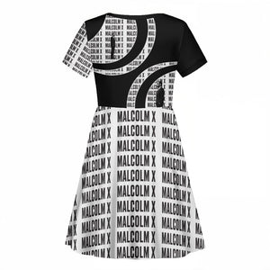 Malcolm X Legacy 1925-2026 Kid Short Sleeve Dress African American Heritage - Iconic Portrait Silhouette
