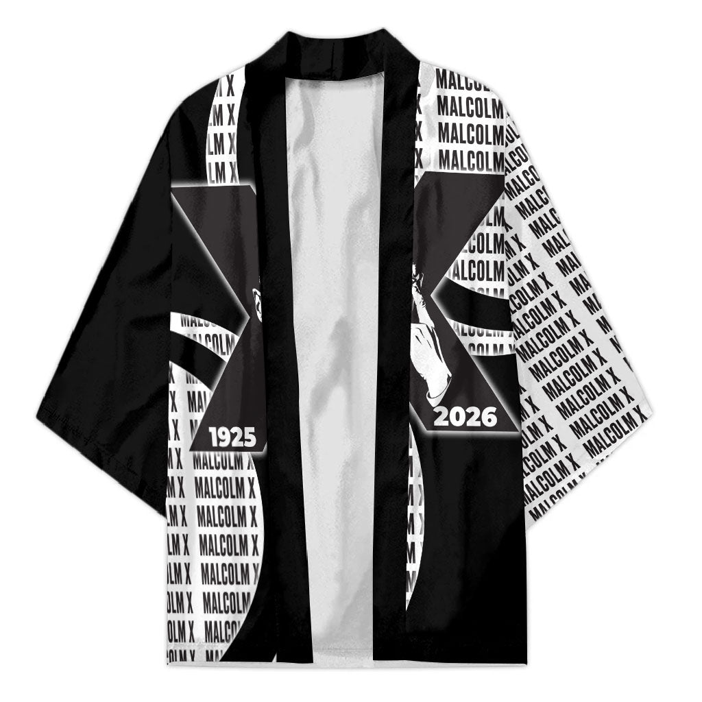 Malcolm X Legacy 1925-2026 Kimono African American Heritage - Iconic Portrait Silhouette