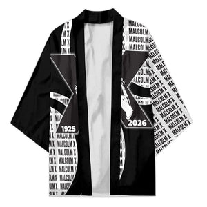 Malcolm X Legacy 1925-2026 Kimono African American Heritage - Iconic Portrait Silhouette