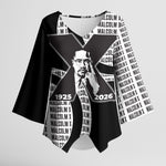 Malcolm X Legacy 1925-2026 Kimono Sleeve Blouse African American Heritage - Iconic Portrait Silhouette